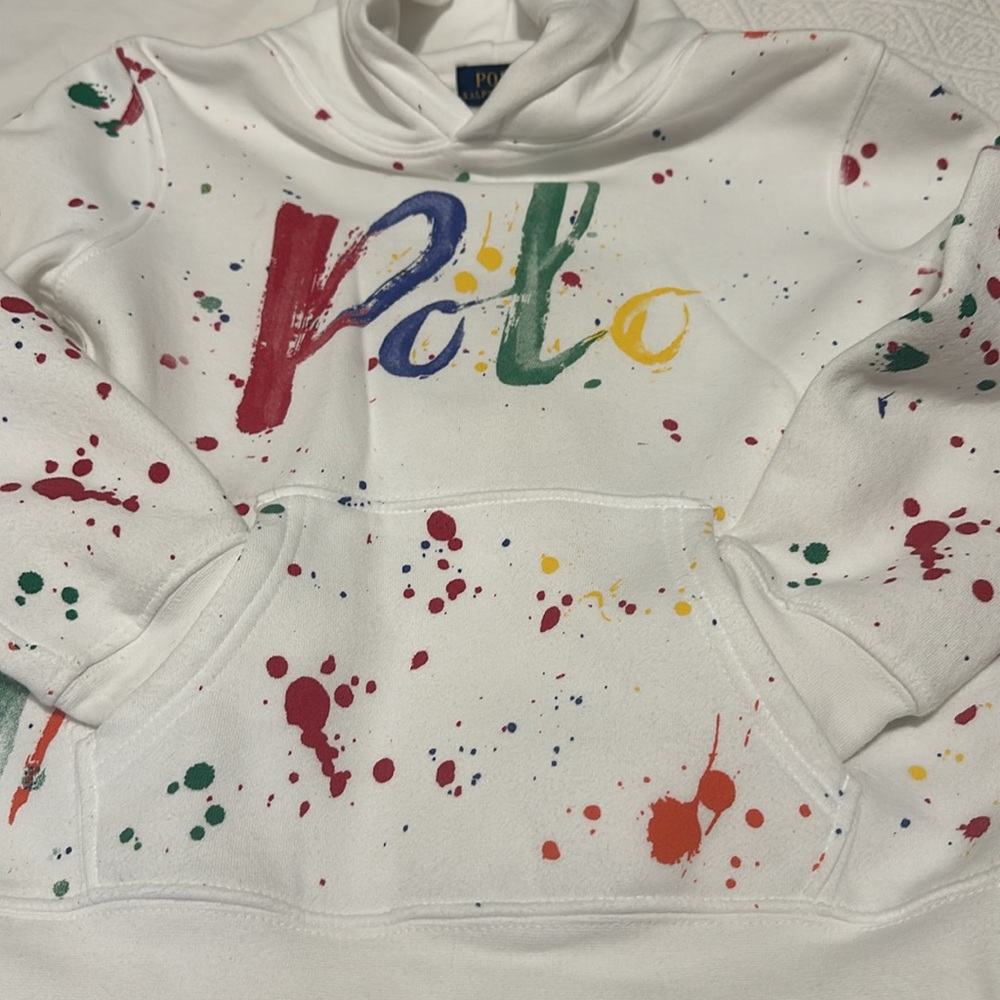 POLO RALPH LAUREN KIDS PAINT SPLATTERED HOODIE SIZE 7 - Picture 4 of 8